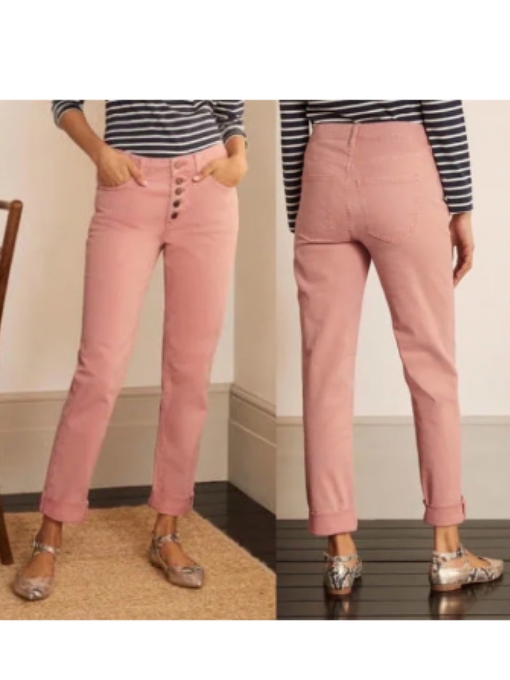 Boden Denim Button Fly Straight Jeans